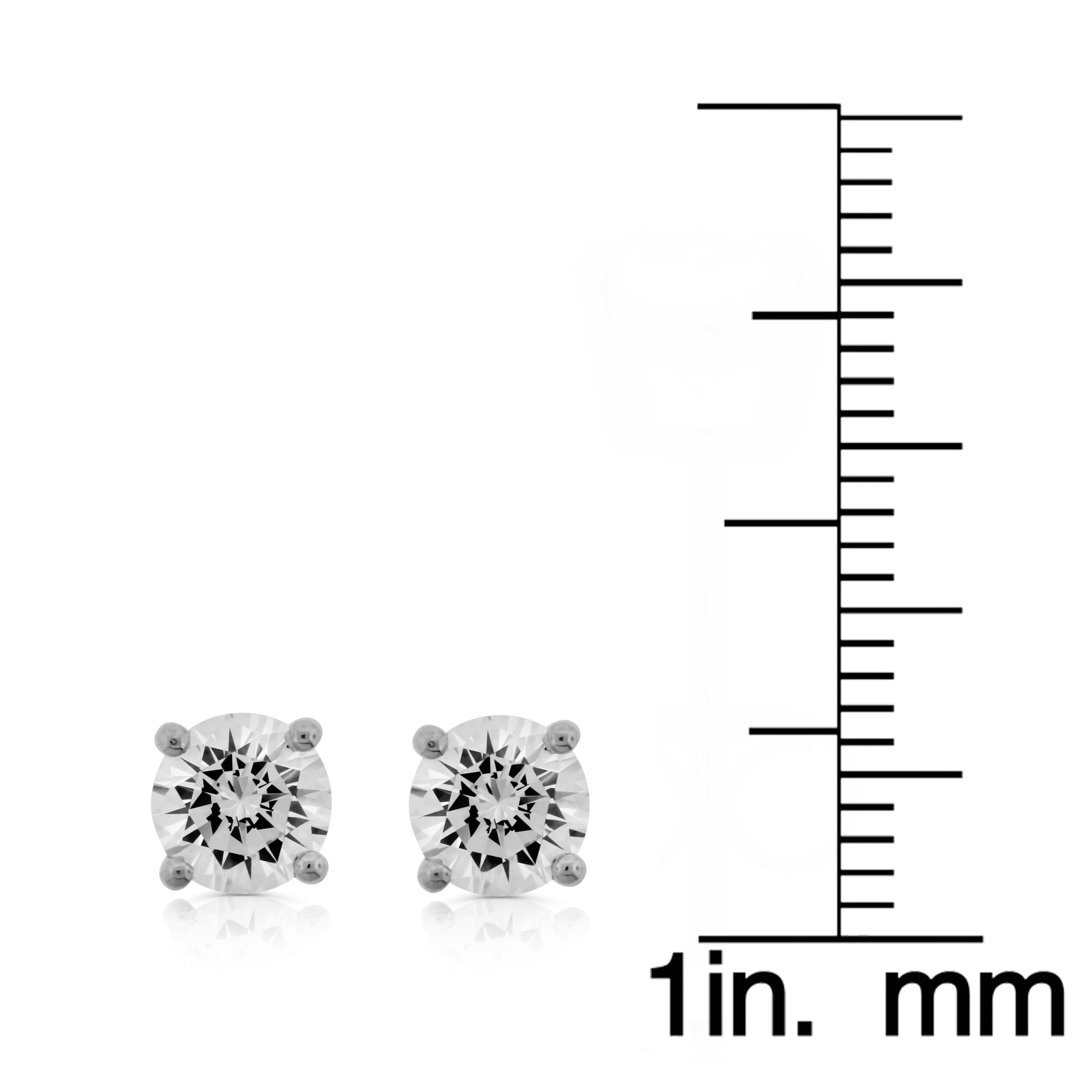  Meredith Leigh Designs Sterling Silver CZ 6MM Stud - Clear stone - Bonton