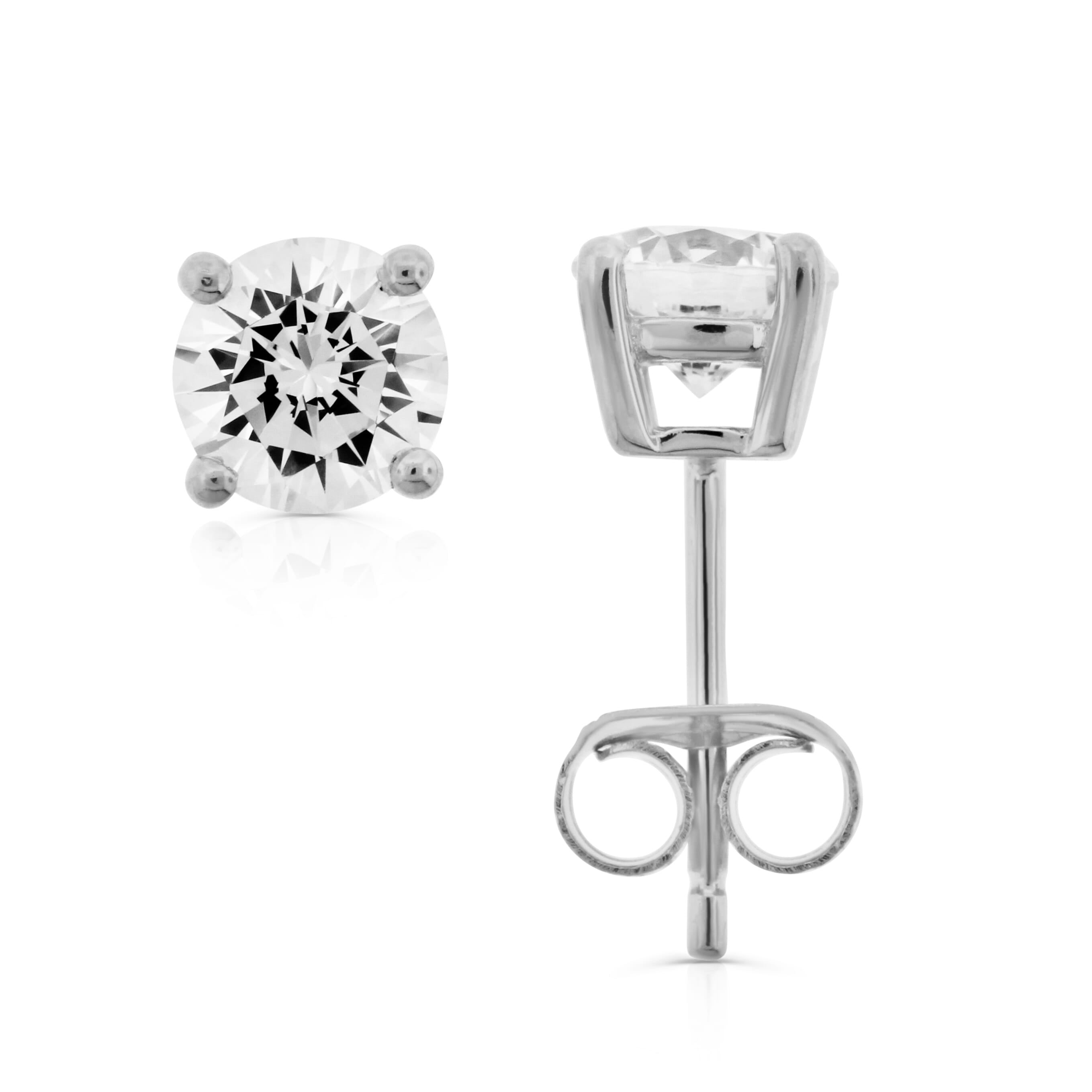  Meredith Leigh Designs Sterling Silver CZ 6MM Stud - Clear stone - Bonton