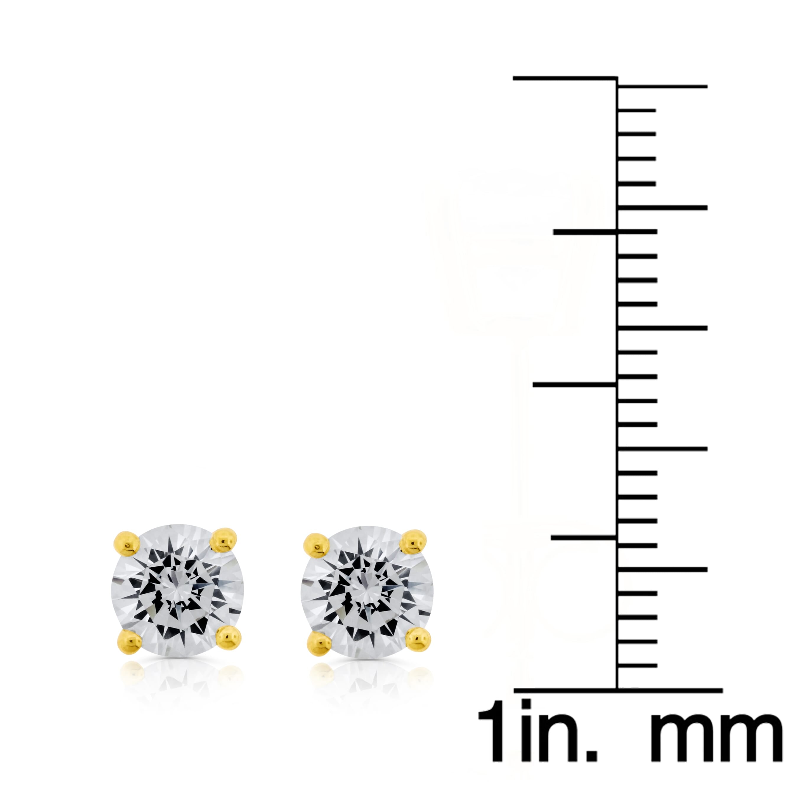  Meredith Leigh Designs Sterling Silver/Yellow Gold over Silver 6MM Rd CZ Stud - Clear stone - Bonton