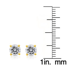 Sterling-Silver-Yellow-Gold-over-Silver-6MM-Rd-CZ-Stud-Clear stone-2