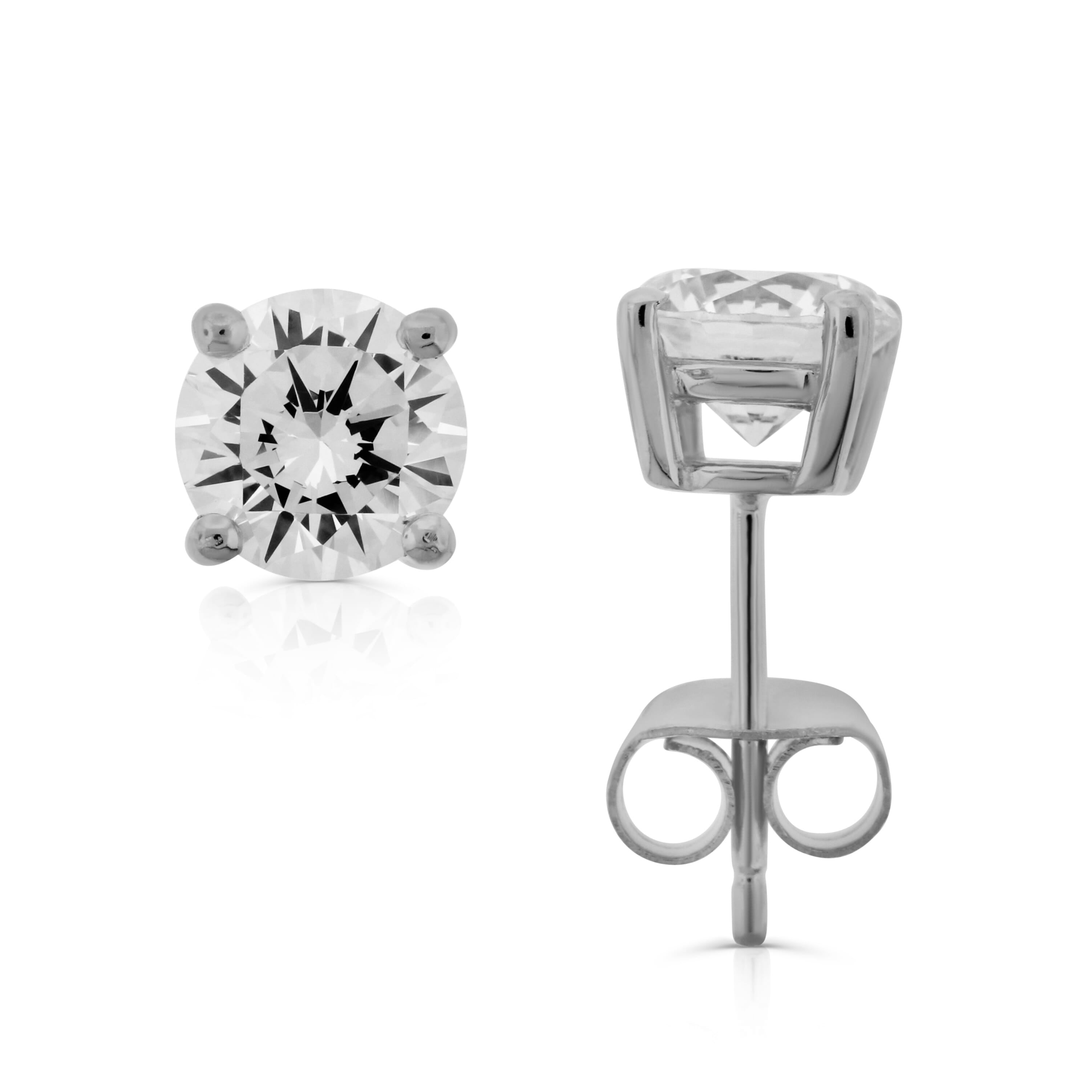  Meredith Leigh Designs Sterling Silver 7MM Rd CZ Stud - Clear stone - Bonton