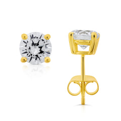 Sterling-Silver-Yellow-Gold-over-Silver-7MM-Rd-CZ-Stud-Clear stone-1