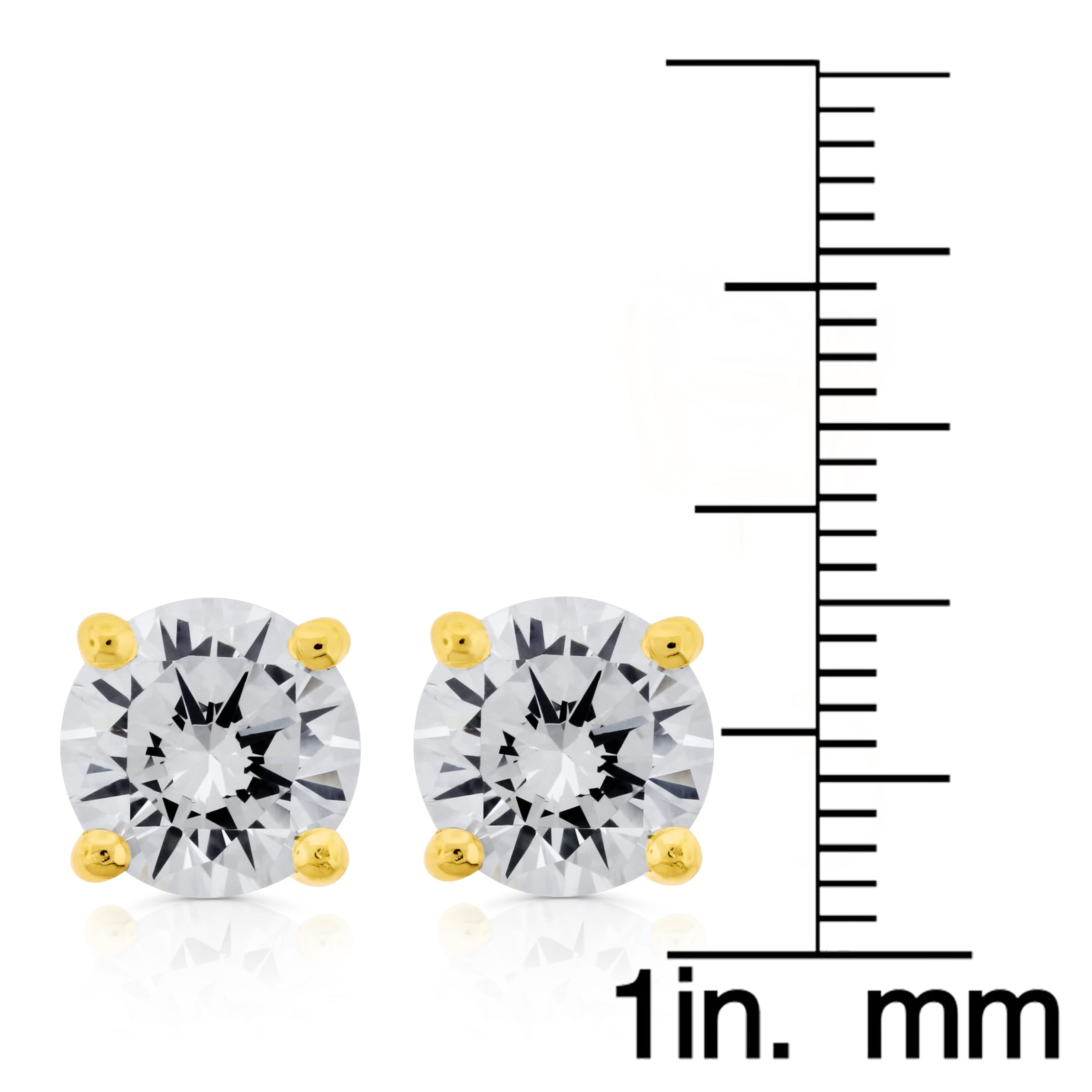  Meredith Leigh Designs Sterling Silver/Yellow Gold over Silver 8MM Rd CZ Stud - Clear stone - Bonton