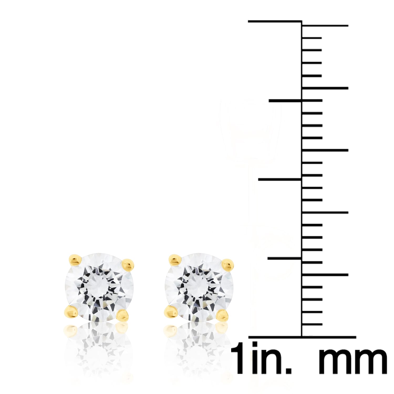  Meredith Leigh Designs Sterling Silver/Yellow Gold over Silver 5MM Rd CZ Stud - Clear stone - Bonton