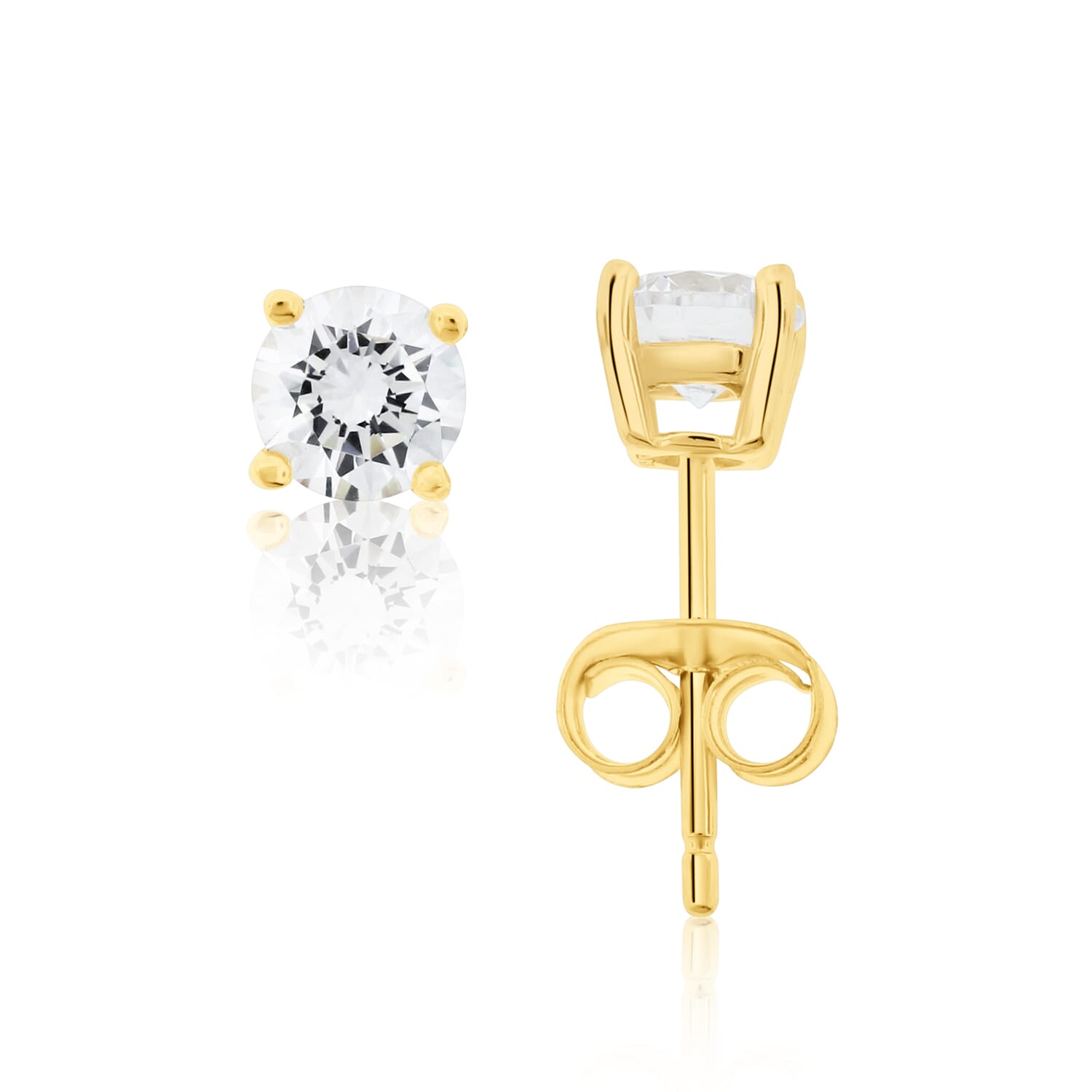  Meredith Leigh Designs Sterling Silver/Yellow Gold over Silver 5MM Rd CZ Stud - Clear stone - Bonton