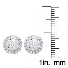 Sterling-Silver-Rd-CZ-Center-With-Halo-Stud-Earring-Clear stone-2