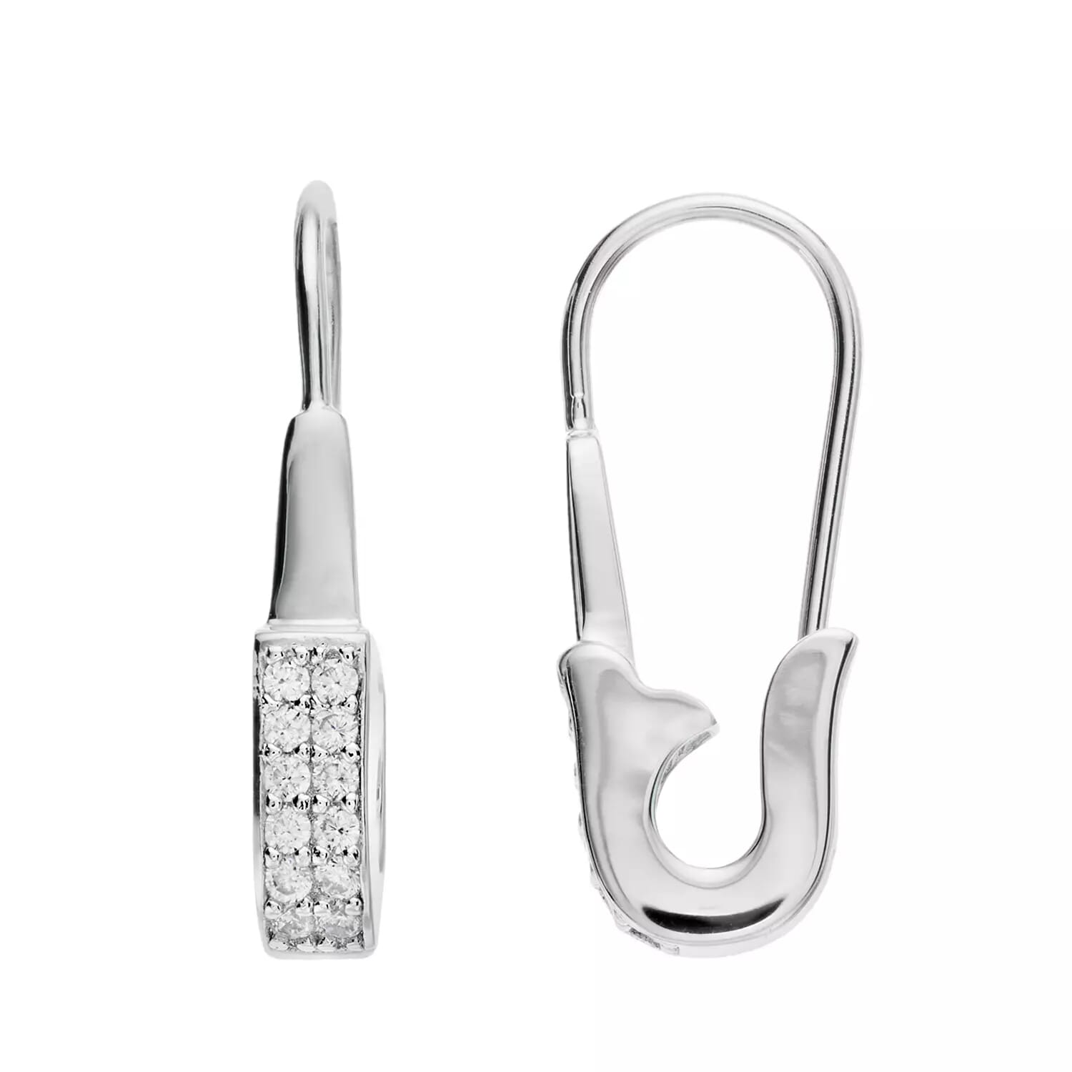  Meredith Leigh Designs Sterling Silver CZ Paperclip Earring - Clear stone - Bonton