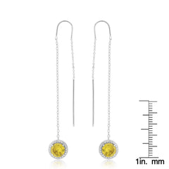 Sterling-Silver-Rd-CZ-With-Halo-Drop-Threader-Earring-Clear stone-2