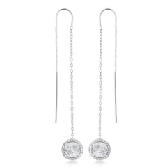 Sterling-Silver-Rd-Canary-CZ-With-Halo-Drop-Threader-Earring-Clear stone-1