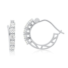 Sterling-Silver-Petite-CZ-Hoops-Clear stone-1