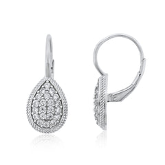 Sterling-Silver-Pave-CZ-With-Rope-Trim-Lever-Back-Earrings-Clear stone-2