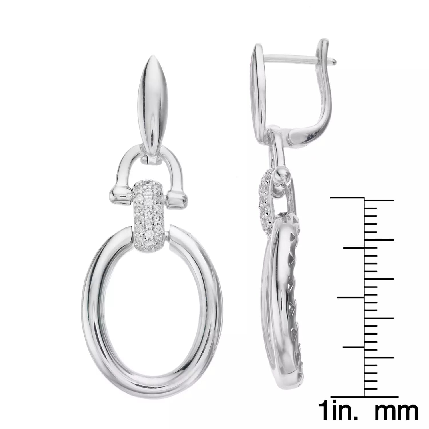  Meredith Leigh Designs Sterling Silver Door Knocker Earrings With CZ - Clear stone - Bonton