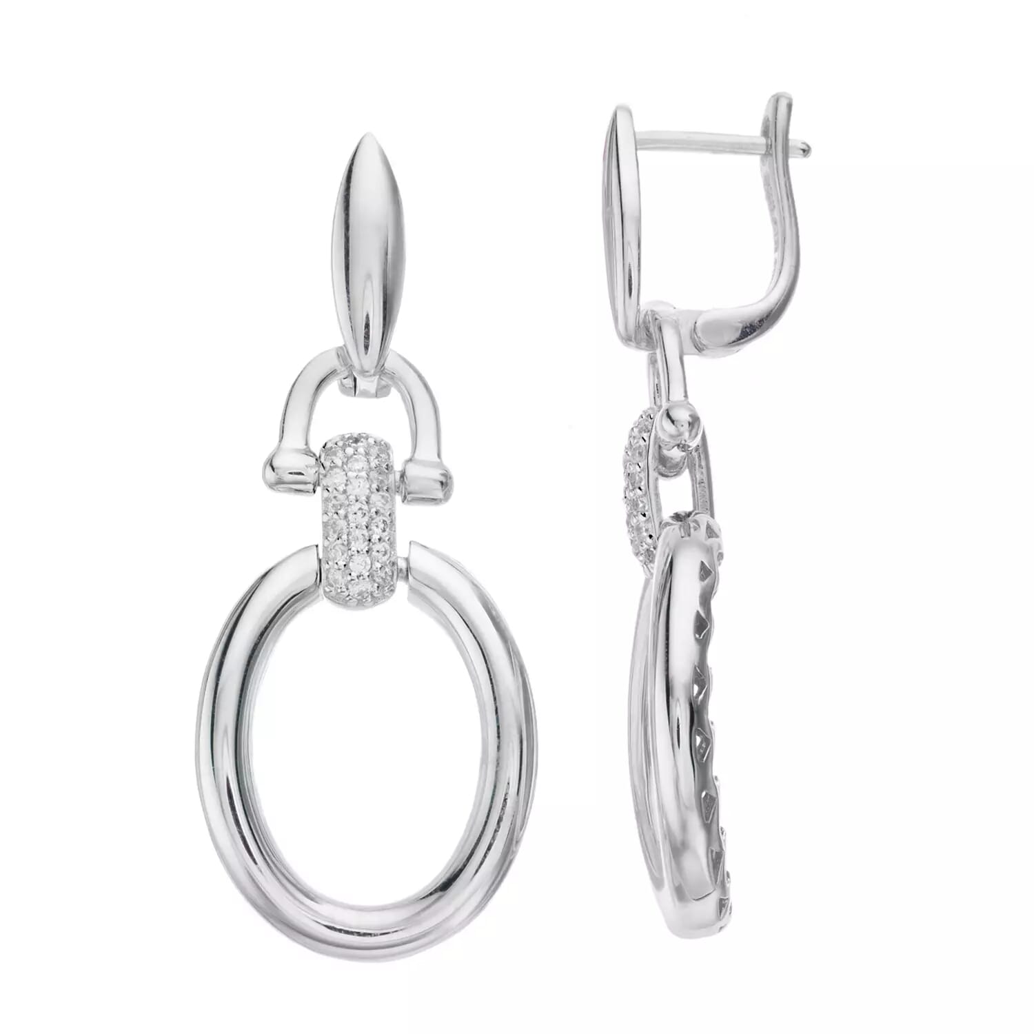  Meredith Leigh Designs Sterling Silver Door Knocker Earrings With CZ - Clear stone - Bonton