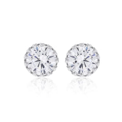 Sterling-Silver-Crown-CZ-Stud-Earrings-Clear stone-2