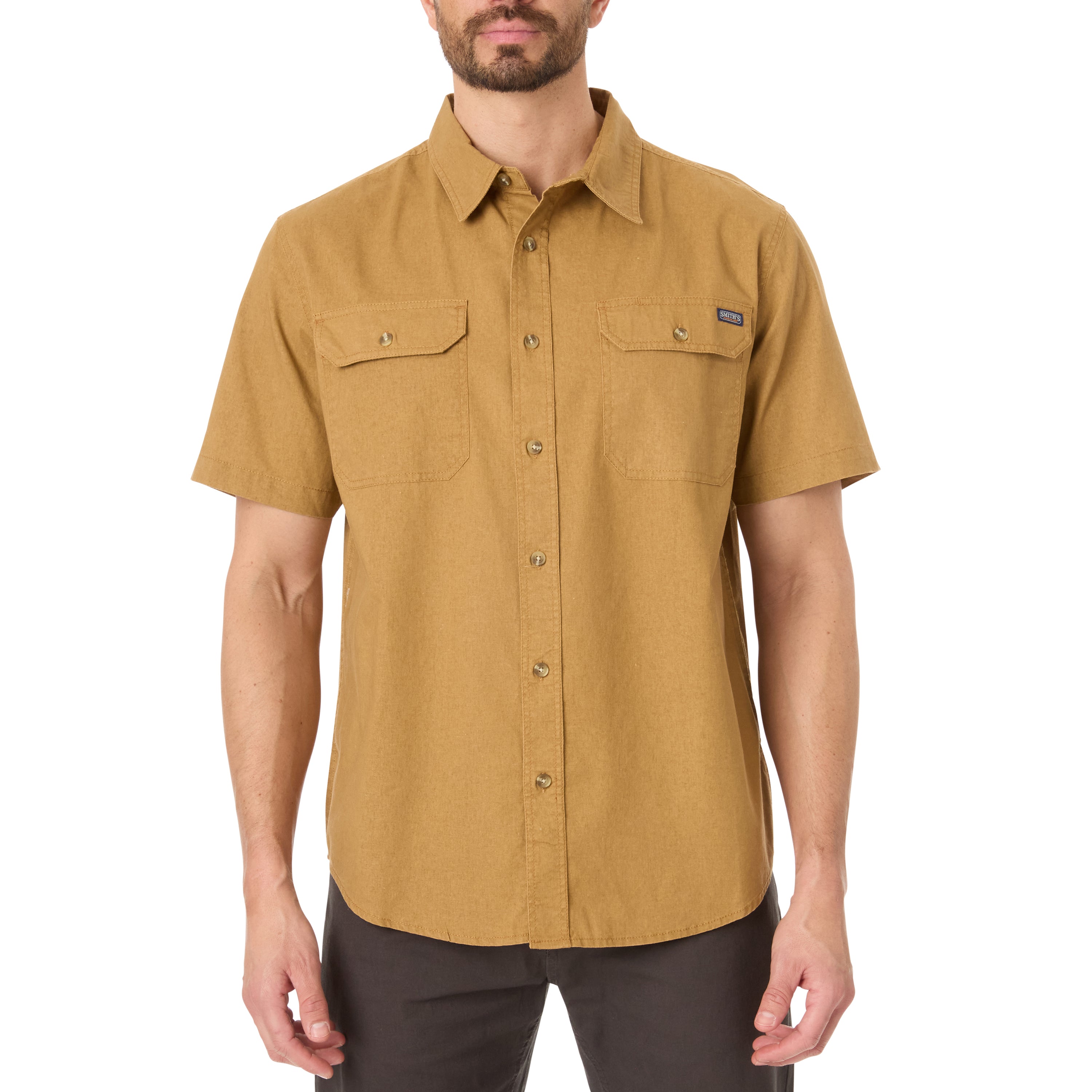  Smith's Workwear Sandwashed Short Sleeve Work Shirt - Sandwashed Brick Red - Bonton