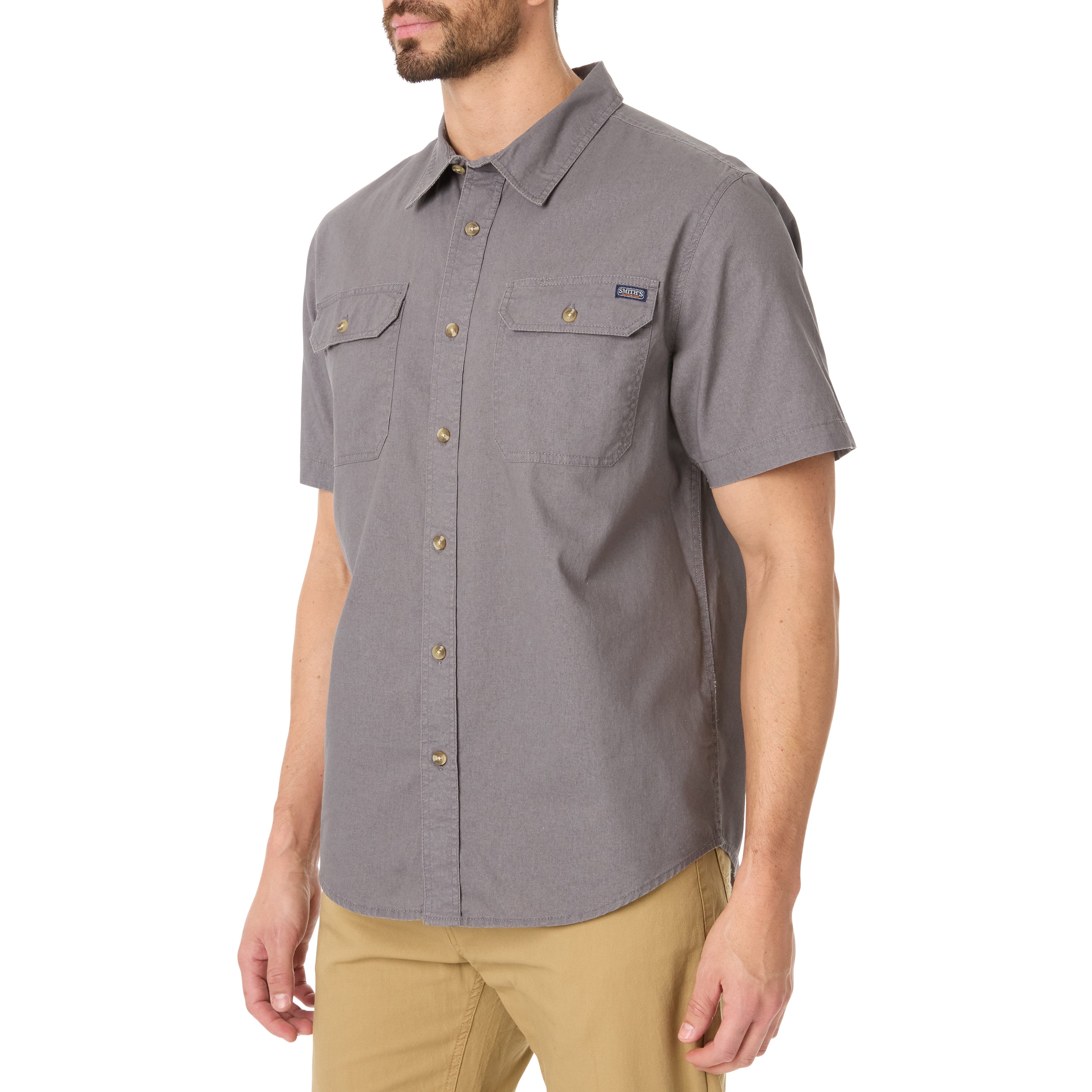  Smith's Workwear Sandwashed Short Sleeve Work Shirt - Sandwashed Light Charcoal - Bonton