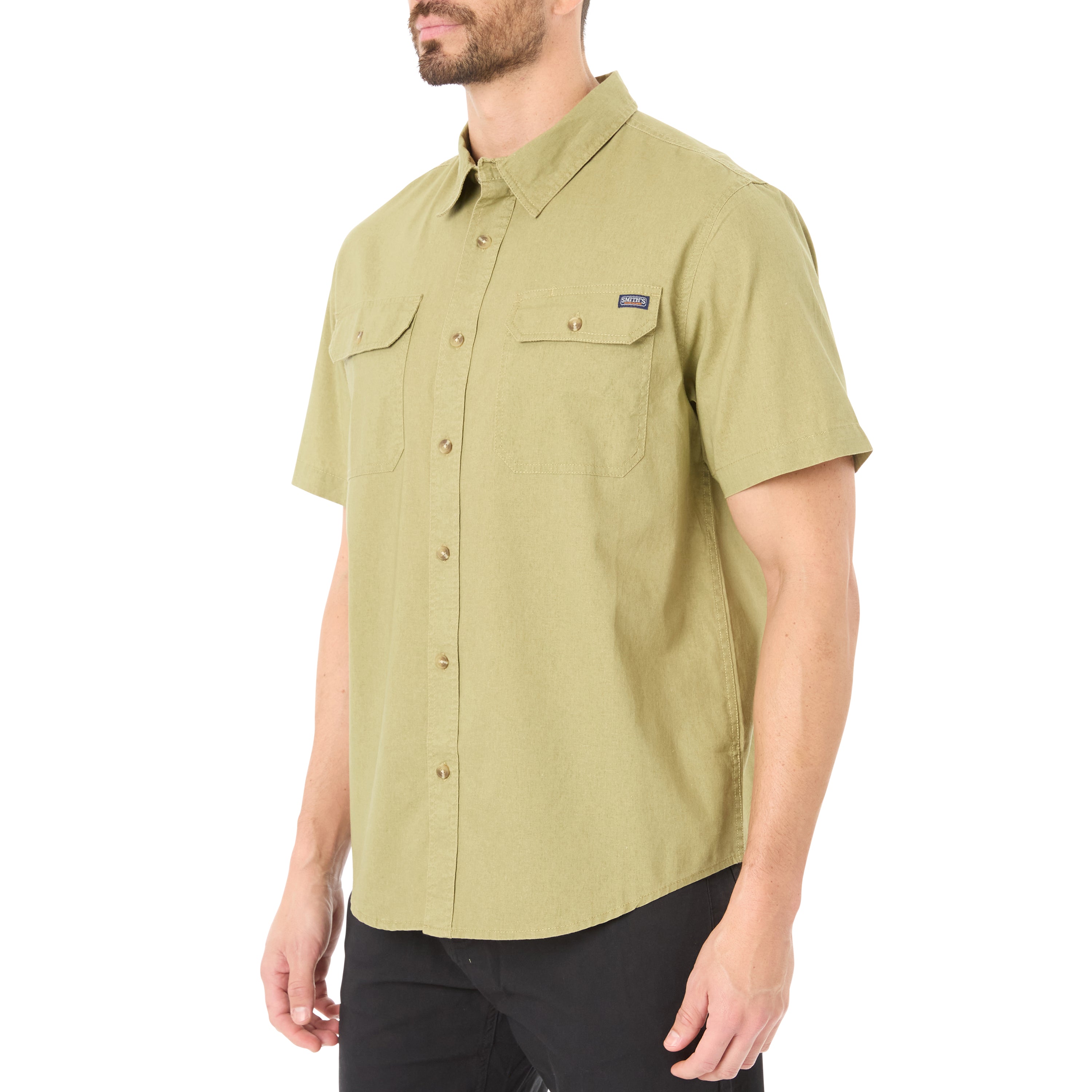  Smith's Workwear Sandwashed Short Sleeve Work Shirt - Sandwashed Light Charcoal - Bonton