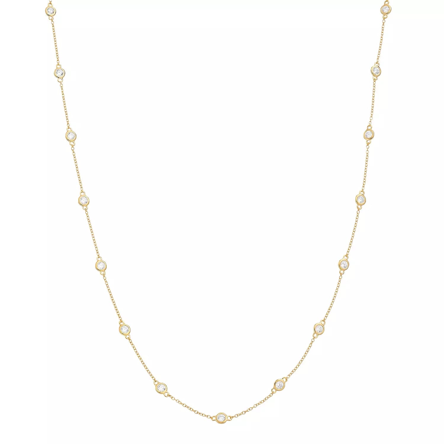  Meredith Leigh Designs Sterling Silver/Yellow Gold over Silver CZ By The Yard Station Necklace 18