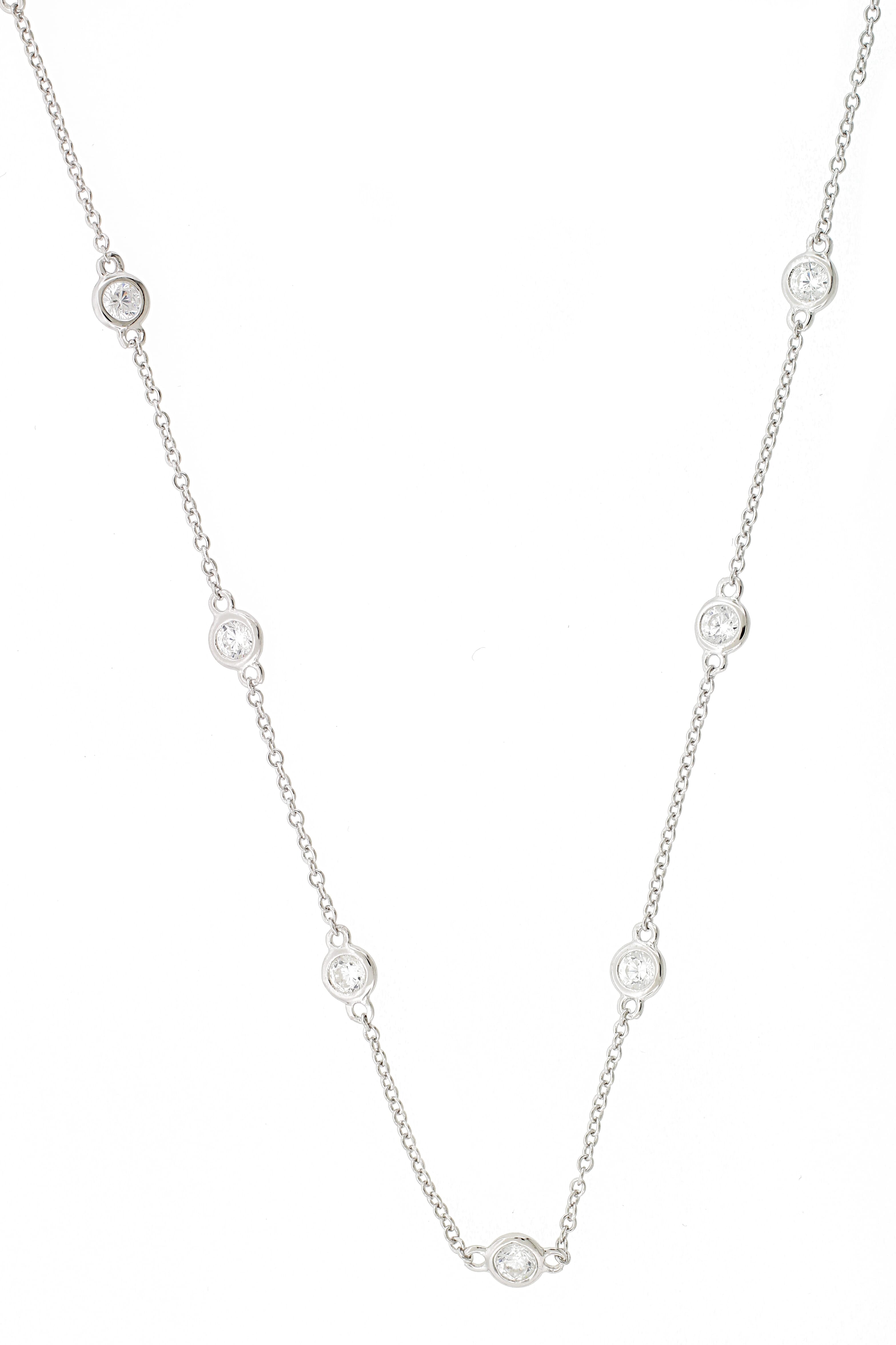  Meredith Leigh Designs Sterling Silver CZ By The Yard Station Necklace 24