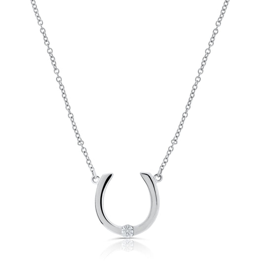 Sterling-Silver-Horseshoe-Necklace-With-CZ-Clear stone-1