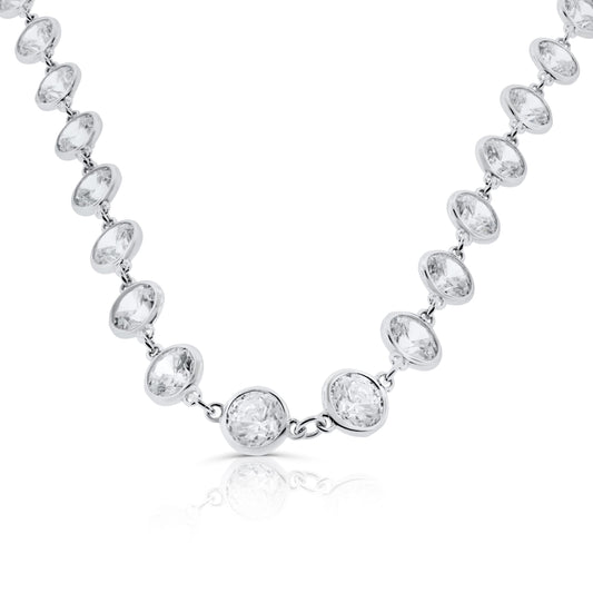 Sterling-Silver-5MM-CZ-Rd-Station-Necklace-20-inch-Clear stone-1