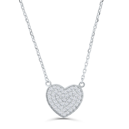 Sterling-Silver-Rd-Pave-CZ-Heart-Station-Necklace-Clear stone-1