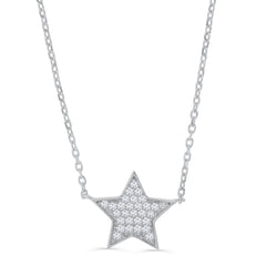 Sterling-Silver-Rd-Pave-CZ-Star-Station-Necklace-Clear stone-1