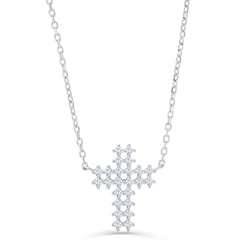 Sterling-Silver-CZ-Cross-Sterling-Silver-Necklace-Clear stone-1