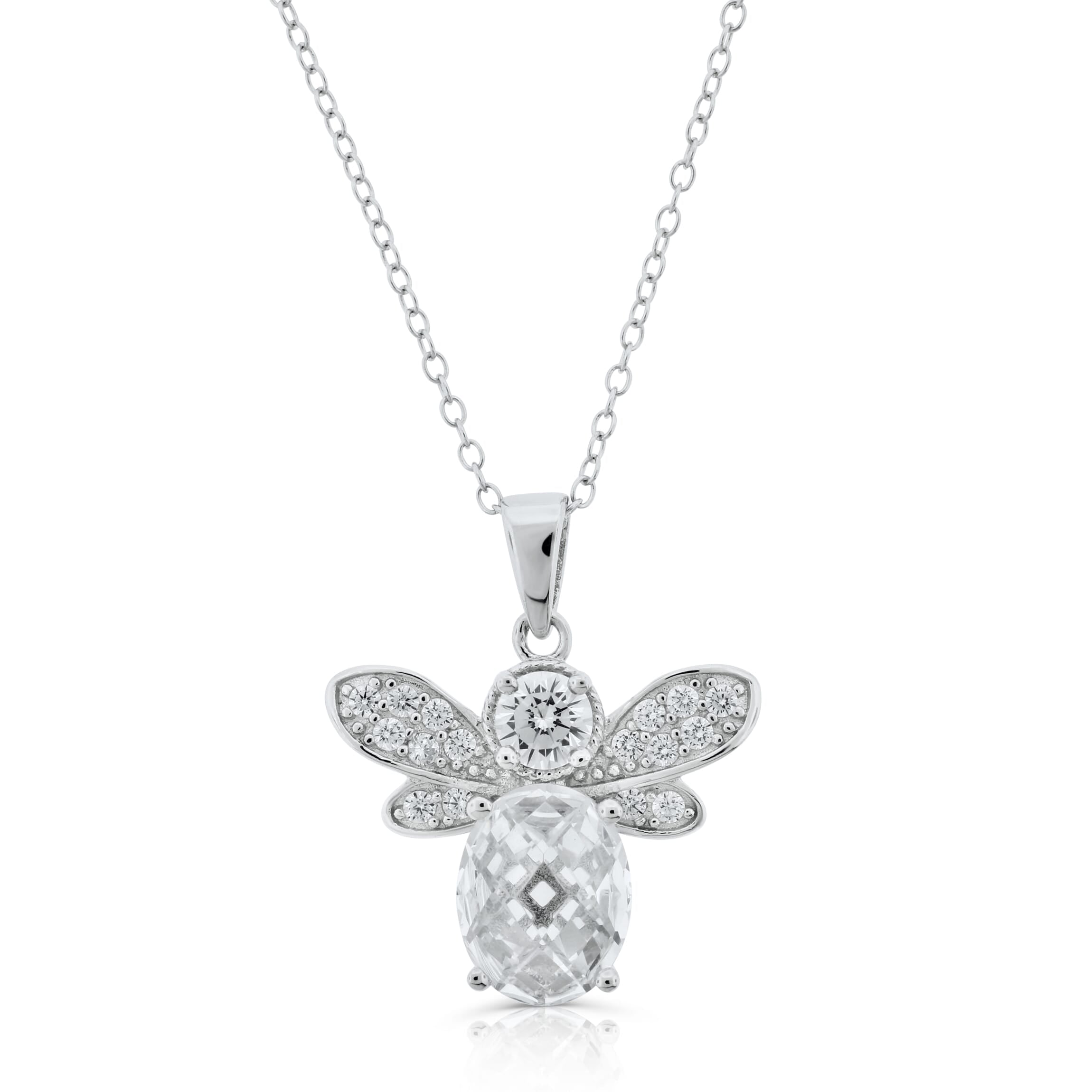  Meredith Leigh Designs Sterling Silver CZ Bee Pendatn - Clear stone - Bonton