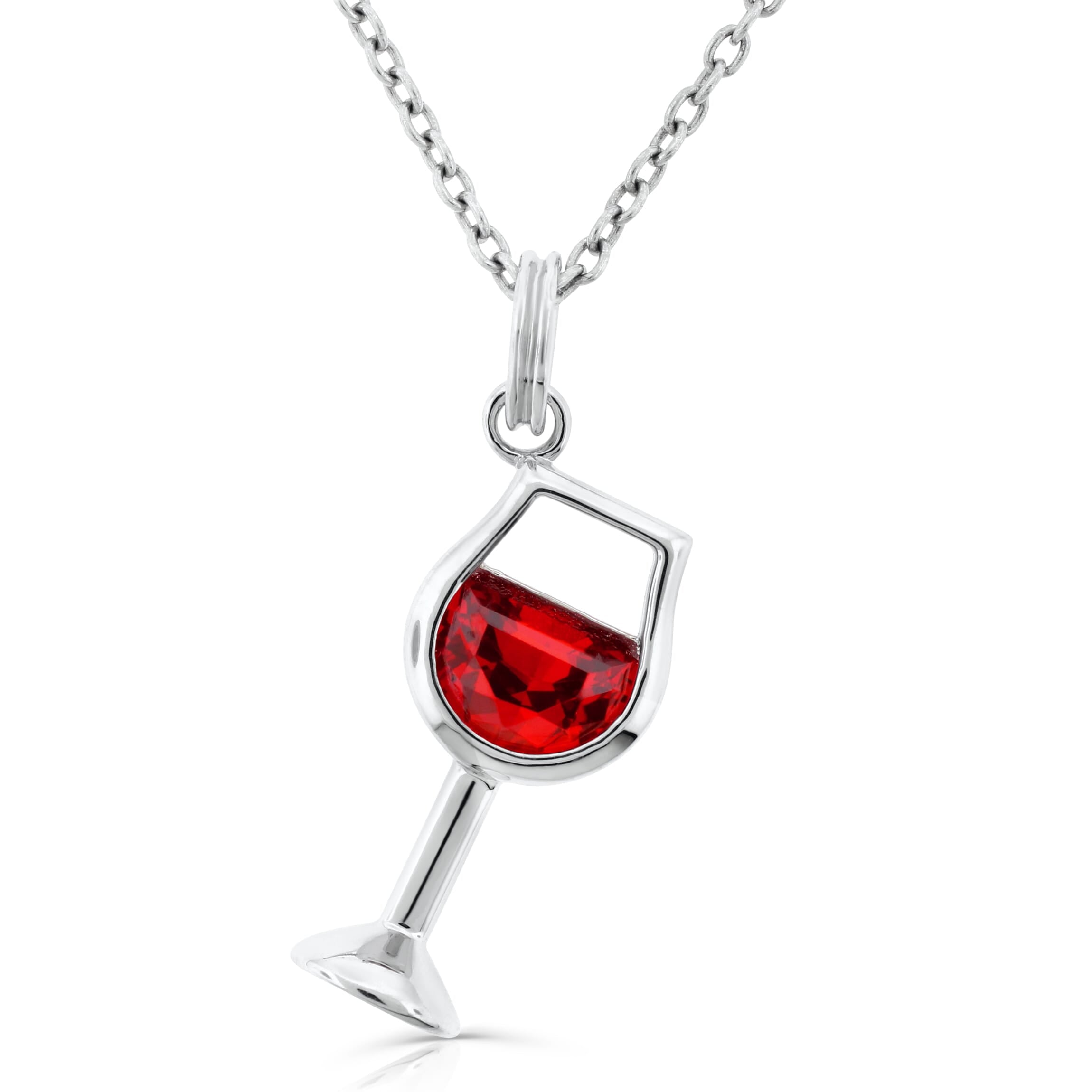  Meredith Leigh Designs Sterling Silver Red Wine CZ GlaSterling Silver Pendant - Ruby colored stone - Bonton