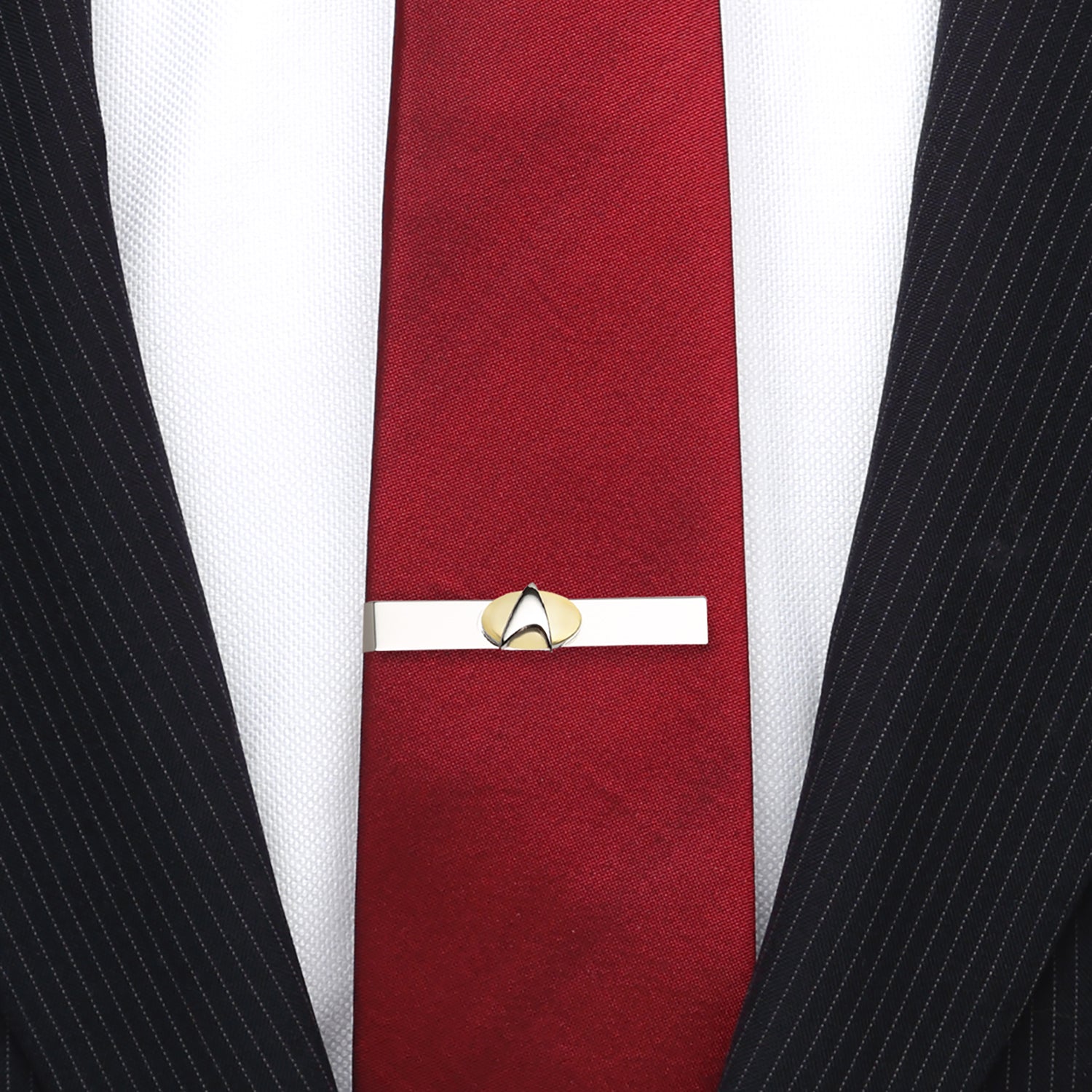 Cufflinks Star Trek Two Tone Delta Shield Cufflinks Tie Bar Gift Set - Default Title - Bonton