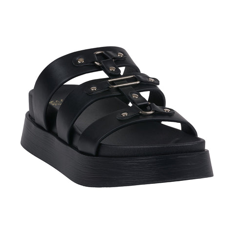 Women's Stevie Black Strappy Slide Platform Sandals