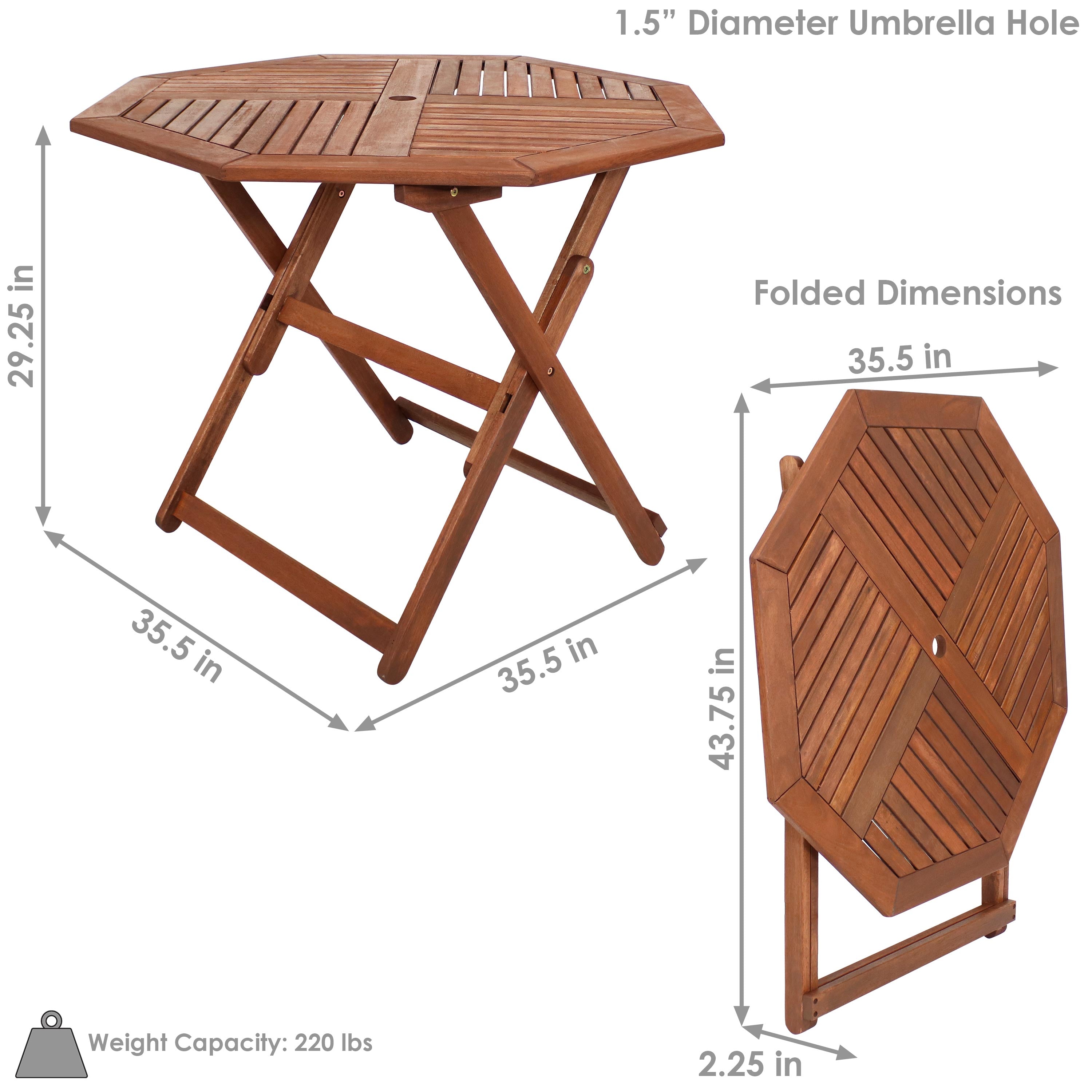  Sunnydaze Decor Meranti Wood with Teak Oil Finish Folding Octagon Patio Dining Table - 35