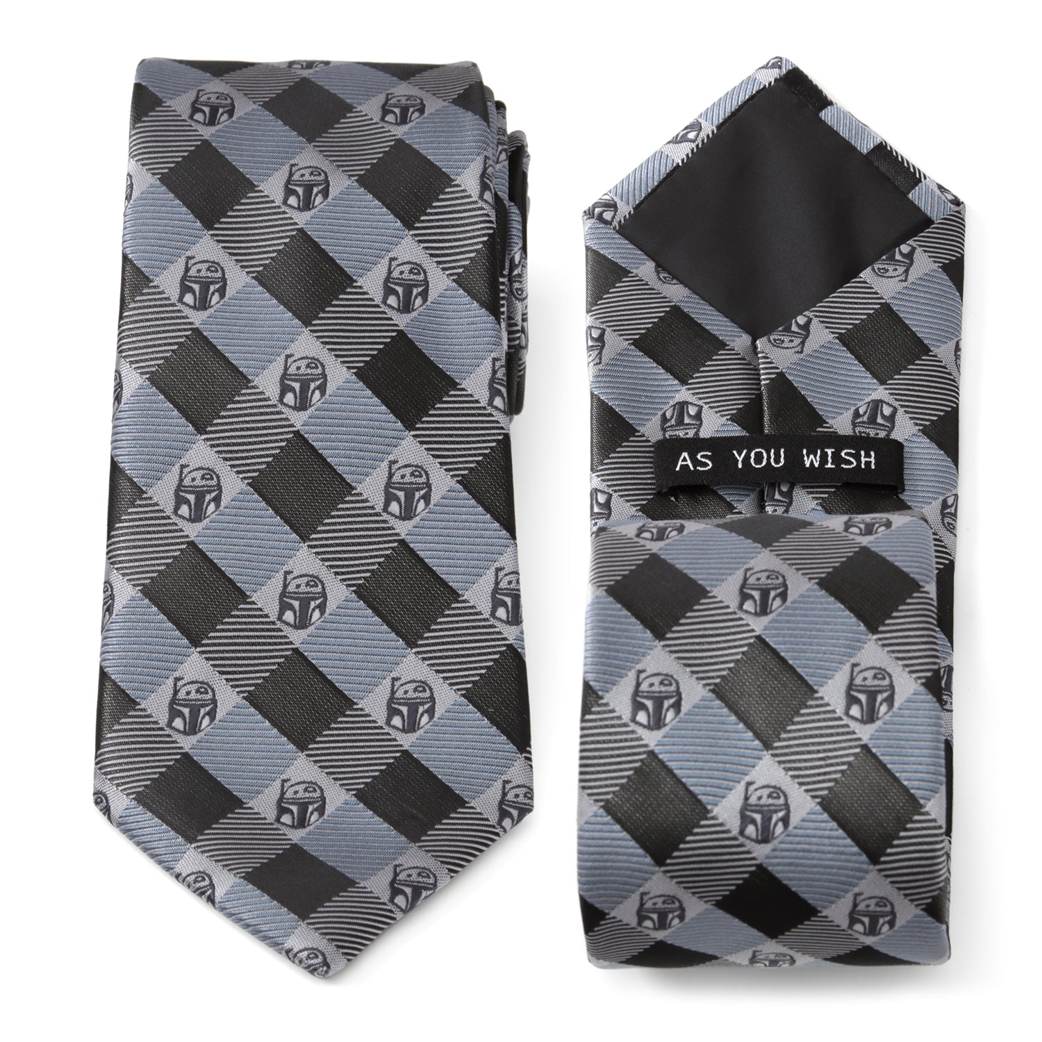  Cufflinks Boba Fett Blue Plaid Mens Tie - Default Title - Bonton