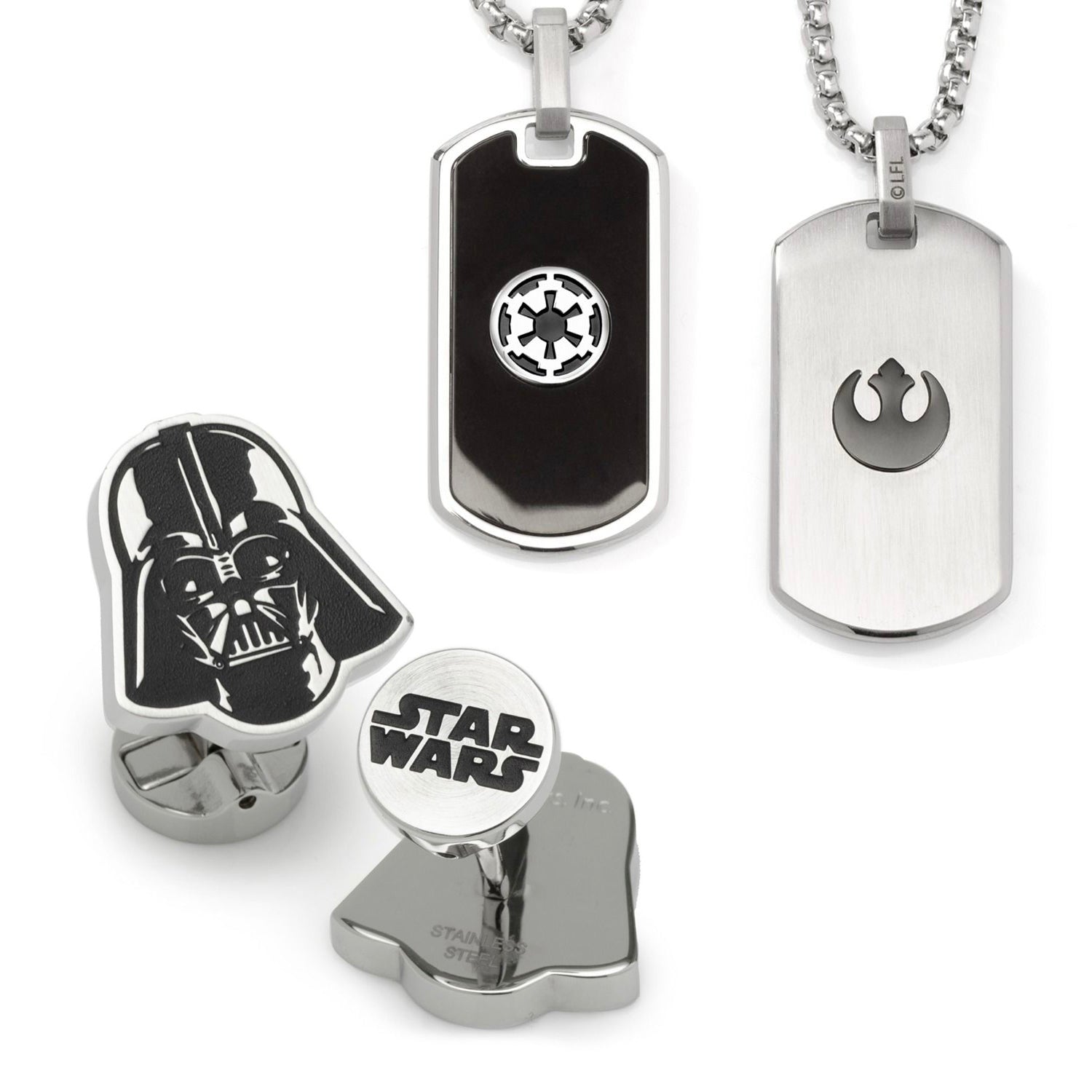  Cufflinks Darth Vader Stainless Steel Necklace & Cufflinks Gift Set - Default Title - Bonton