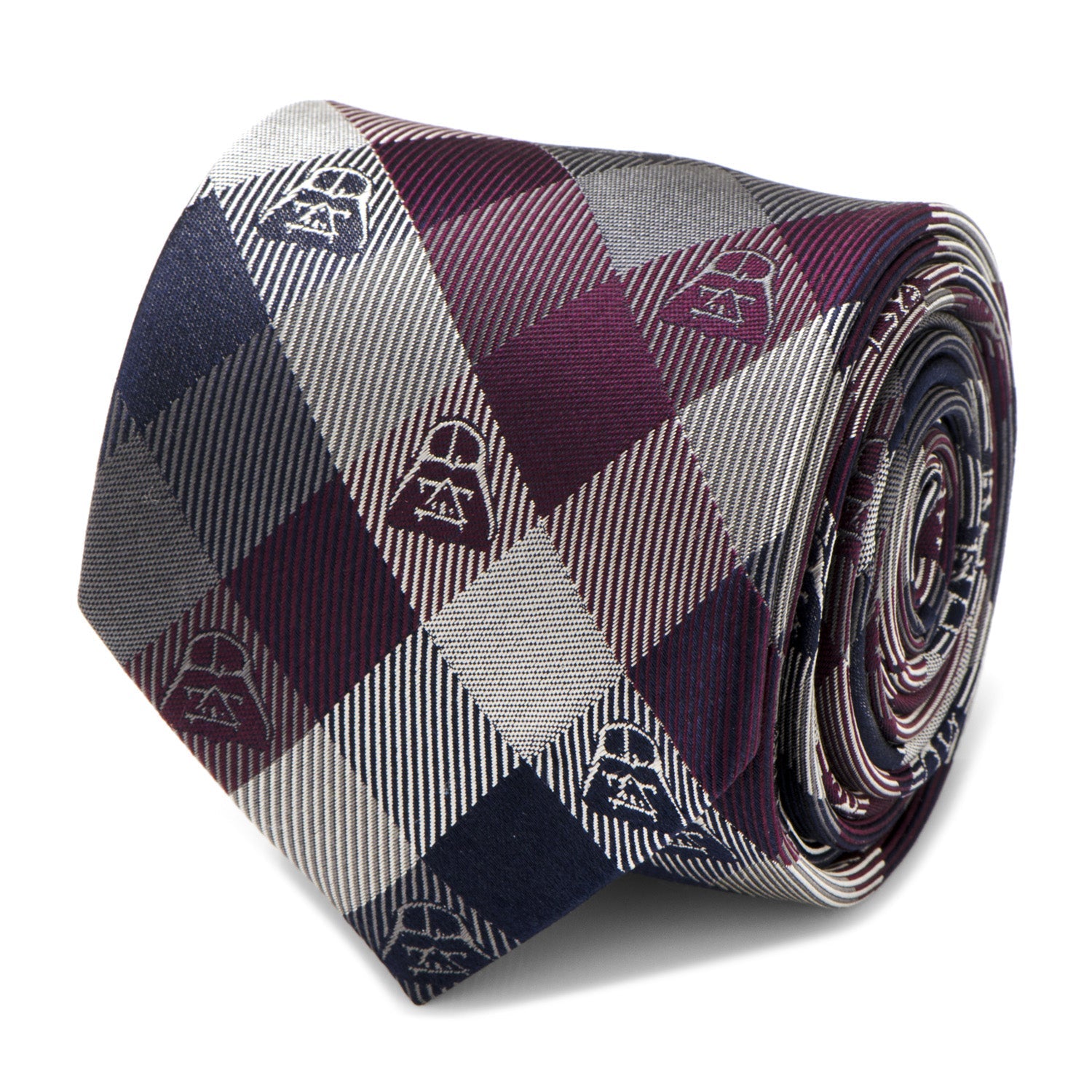  Cufflinks Darth Vader Plum Modern Plaid Men's Tie - Default Title - Bonton