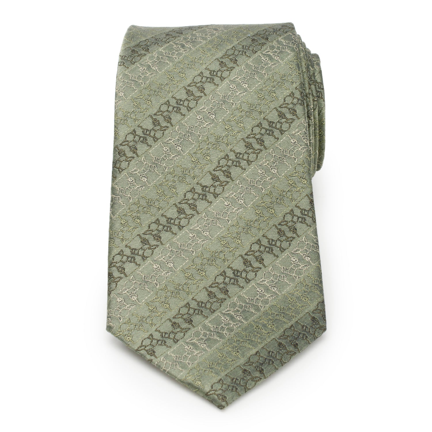  Cufflinks Grogu Outline Stripe Sage Green Men's Tie - Default Title - Bonton