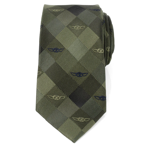 Grogu Plaid Green Men's Tie