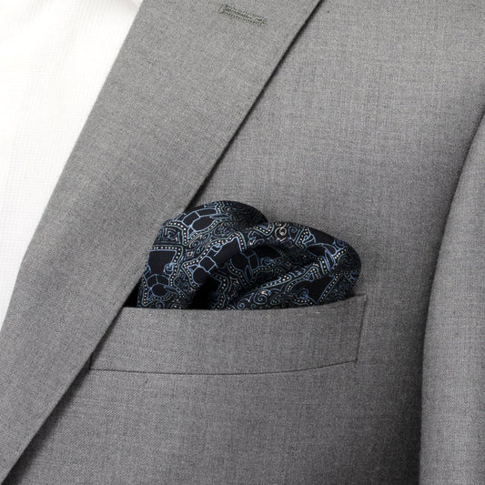 Grogu Outline Navy Blue Pocket Square