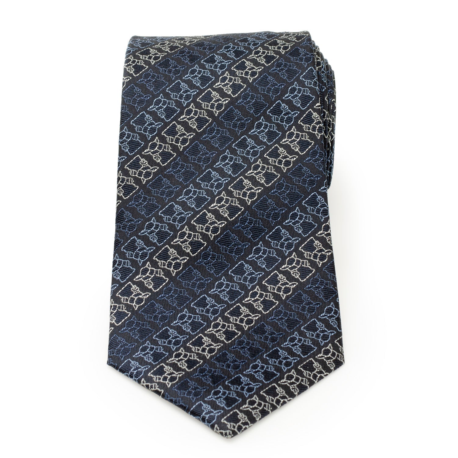  Cufflinks Grogu Outline Stripe Navy Men's Tie - Default Title - Bonton