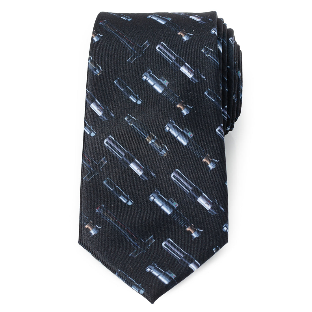  Cufflinks Lightsaber Pattern Men's Tie - Default Title - Bonton