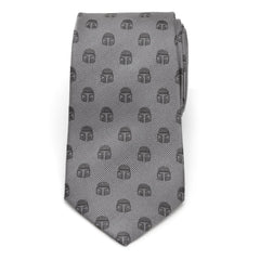 Mandalorian Helmet Gray Men's Tie