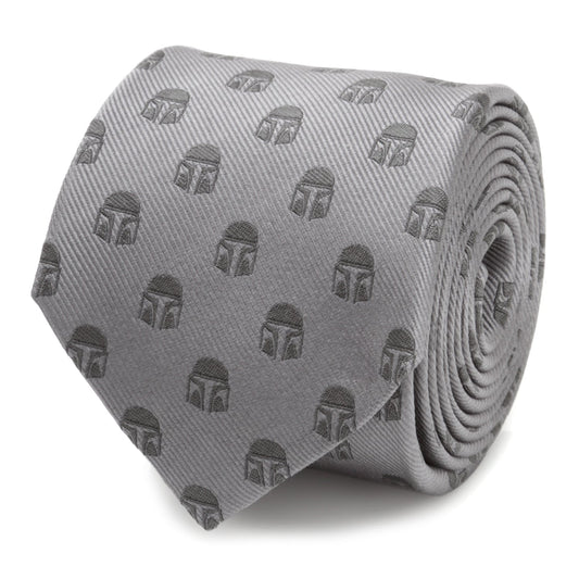 Mandalorian Helmet Gray Men's Tie