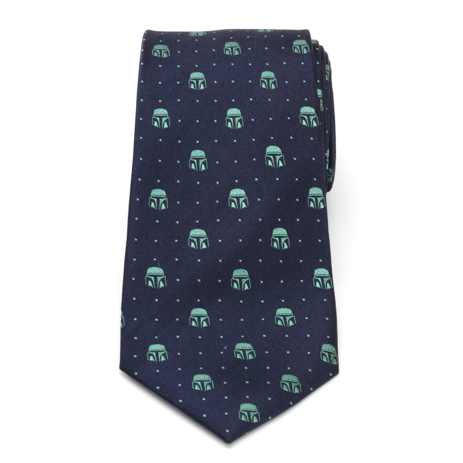  Cufflinks Mandalorian Helmet Dotted Navy Tie - Default Title - Bonton