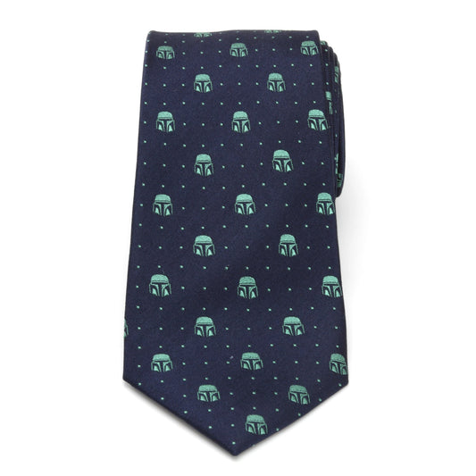 Mandalorian Helmet Dotted Navy Tie