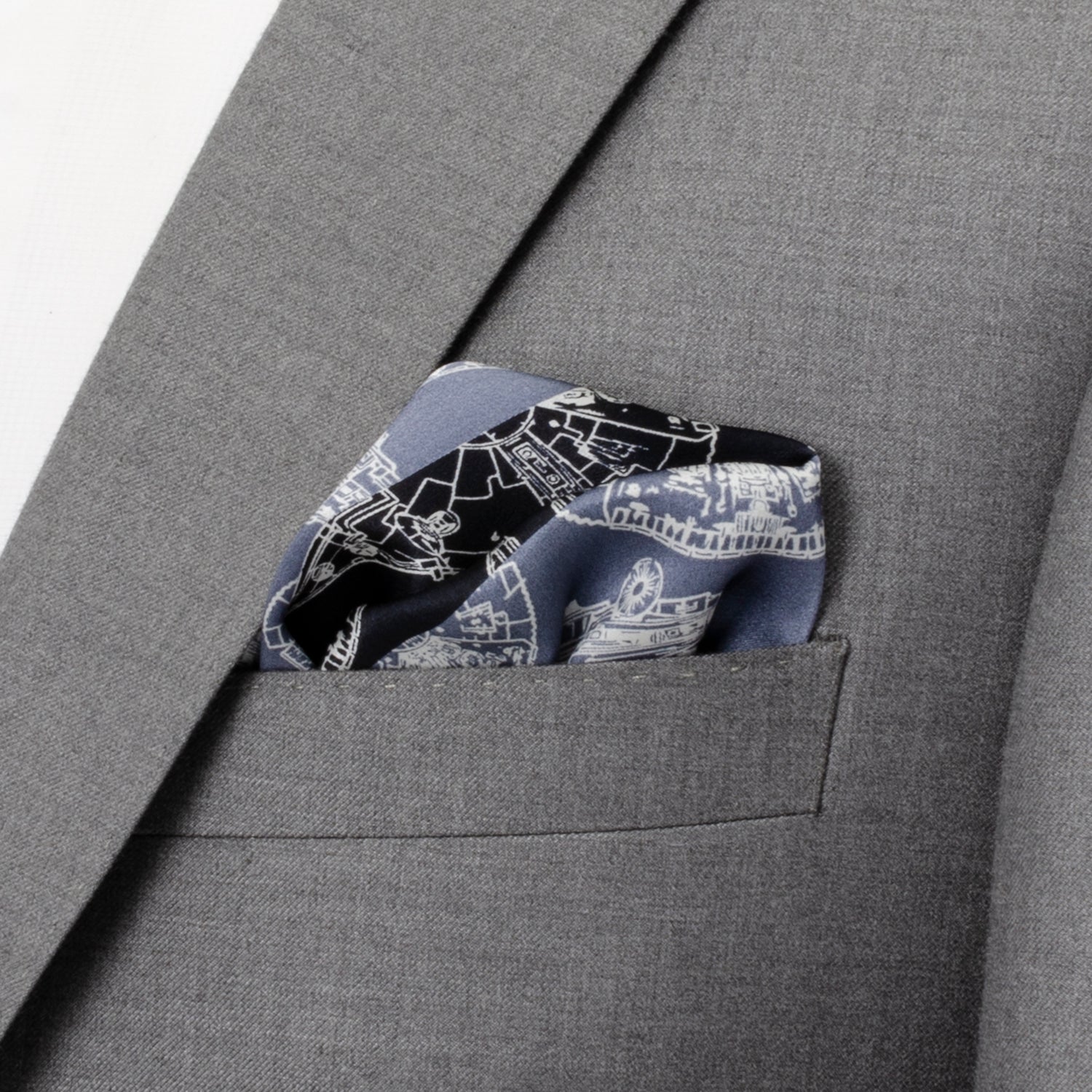  Cufflinks Millenium Falcon Blue Pocket Square - Default Title - Bonton