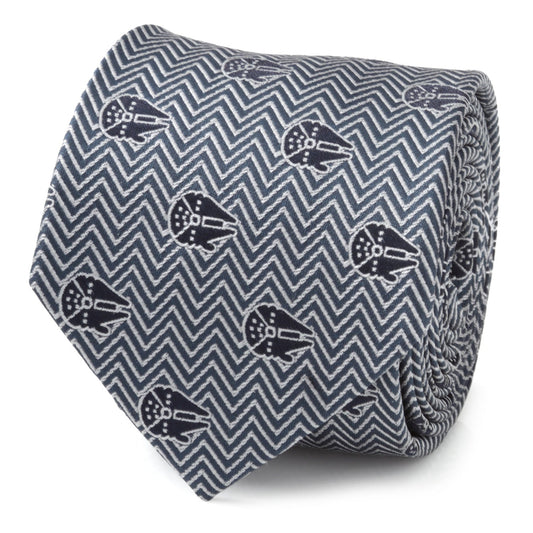 Millennium Falcon Herringbone Blue Men's Tie