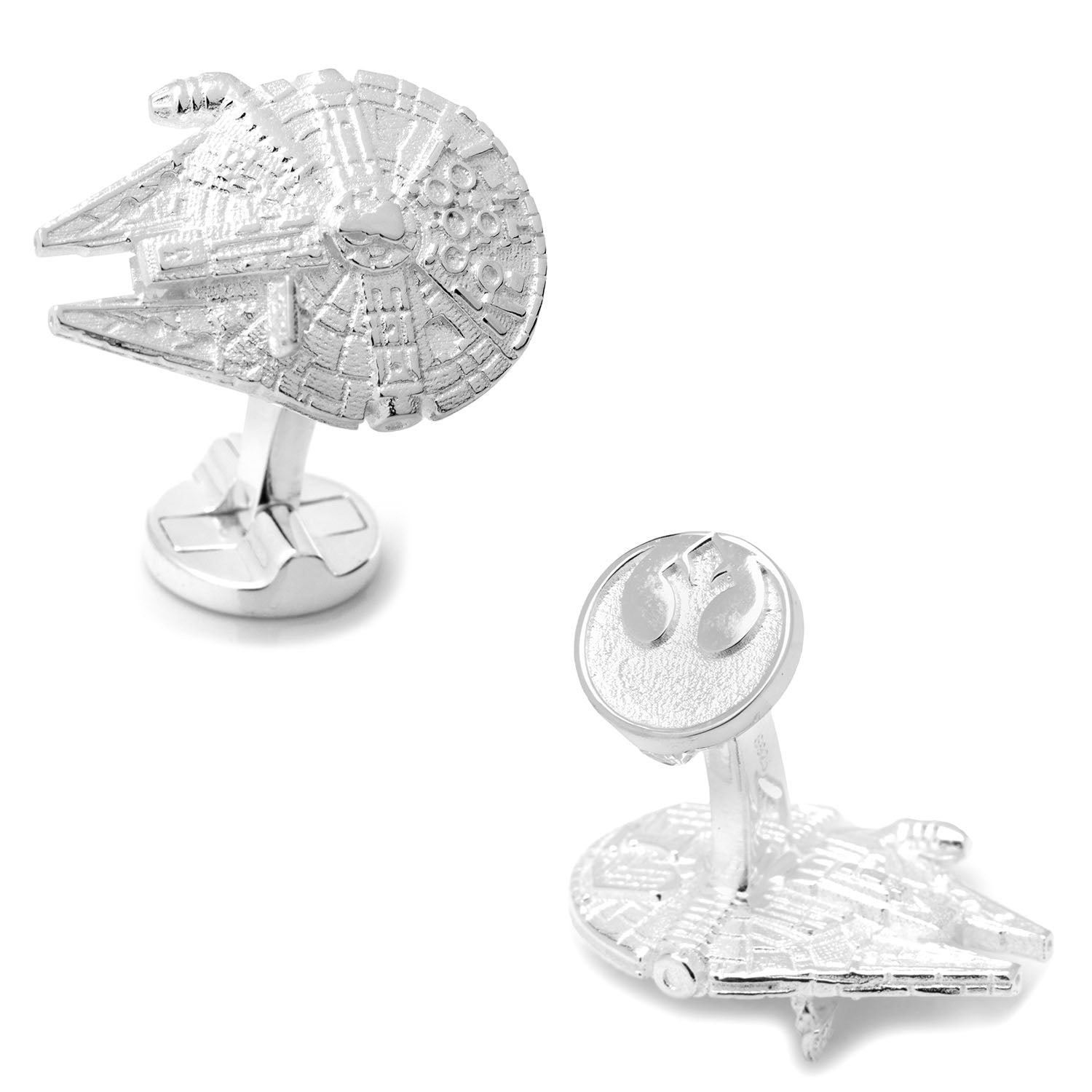  Cufflinks Sterling Silver 3D Millennium Falcon Cufflinks - Default Title - Bonton