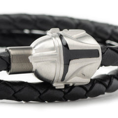 Mandalorian Helmet Double Wrap Stainless Steel Bracelet