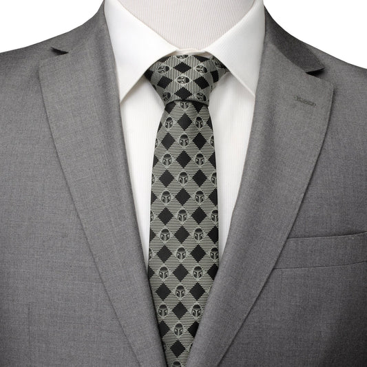 Mandalorian Plaid Black Gray Men's Tie